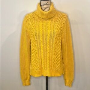 Lands’ End Drifter cotton cable turtleneck sweater L